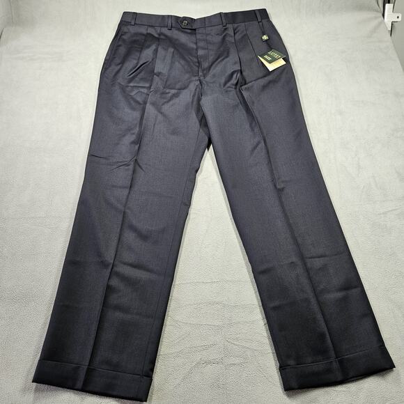 Lauren Ralph Lauren Total Comfort Trousers Men 38x30 Navy Wool Pants Wedding